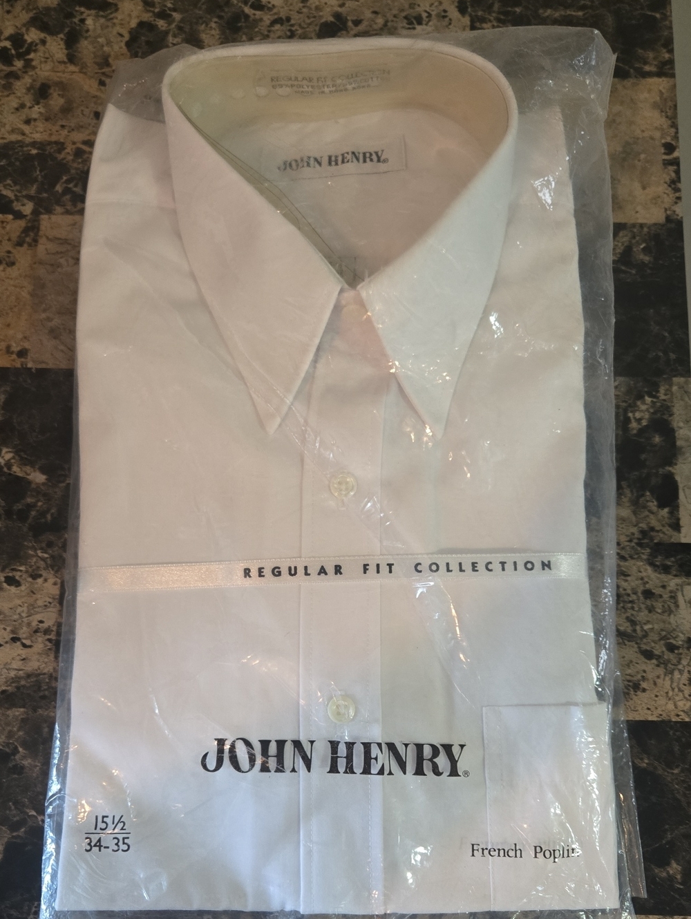 John Henry Men's White French Poplin Dress Shirt - Regular Fit